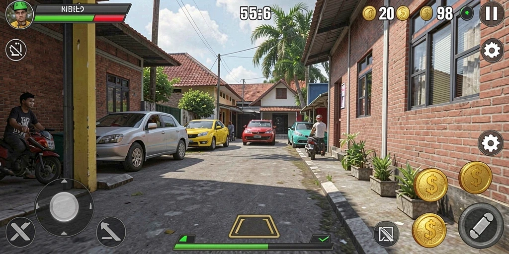 Tampilan level dengan pemandangan memukau.